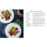 Open book titled "Ibrik: The Balkan Table" by Brumby Sunstate, showing pages with Balkan recipes and traditional dishes.