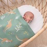 Australiana Baby Blanket - Kangaroo/Green, , Living Textiles - Say It Sister