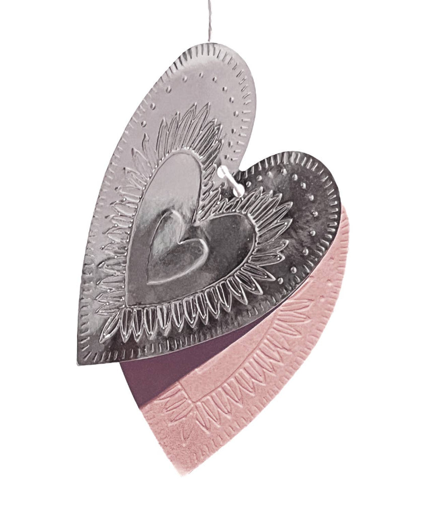 Faux-Tin Heart Bunting Reversible: Light dusty pink, , THE LITTLE PRESS - Say It Sister