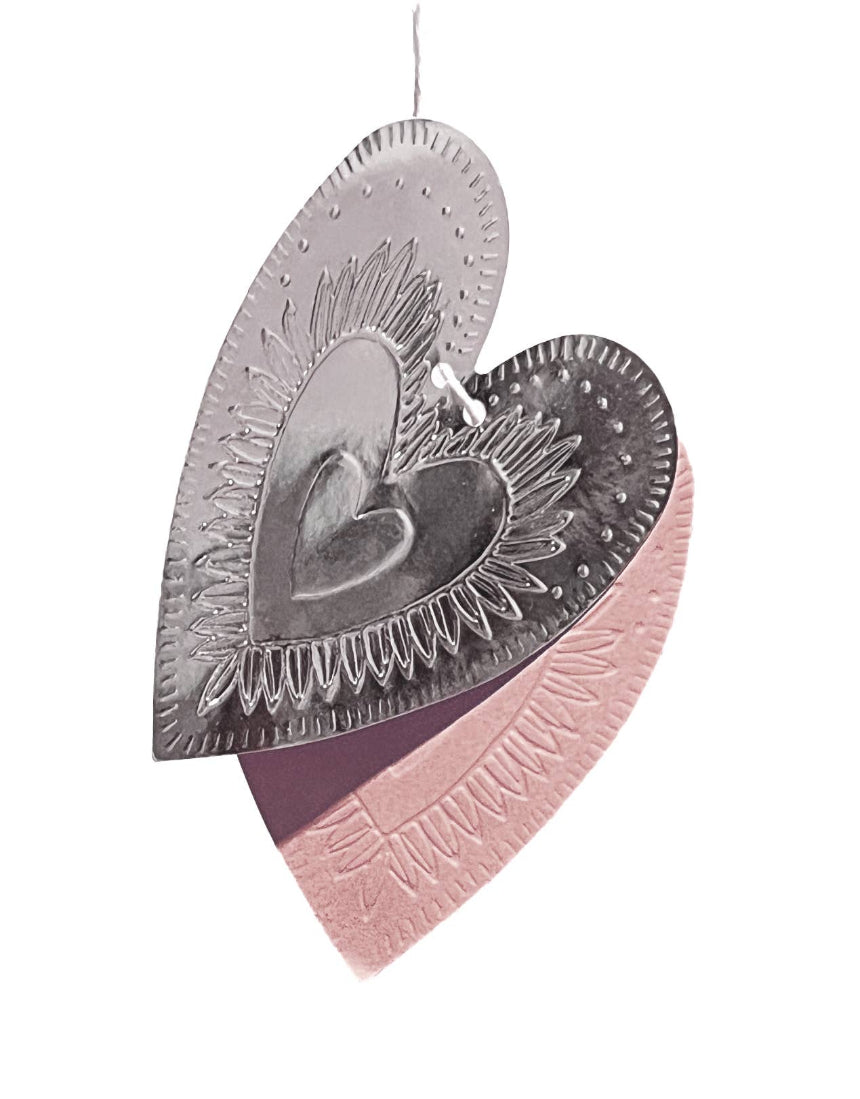 Faux-Tin Heart Bunting Reversible: Light dusty pink, , THE LITTLE PRESS - Say It Sister