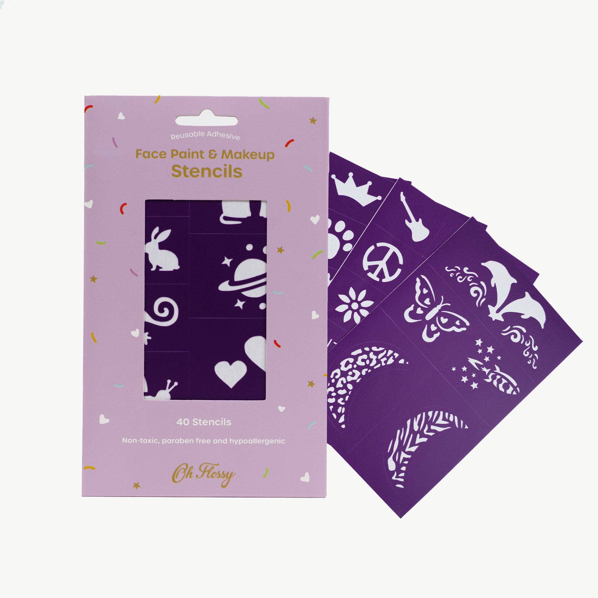 Oh Flossy Reusable Adhesive Face Paint Stencils - Purple, , Oh Flossy - Say It Sister