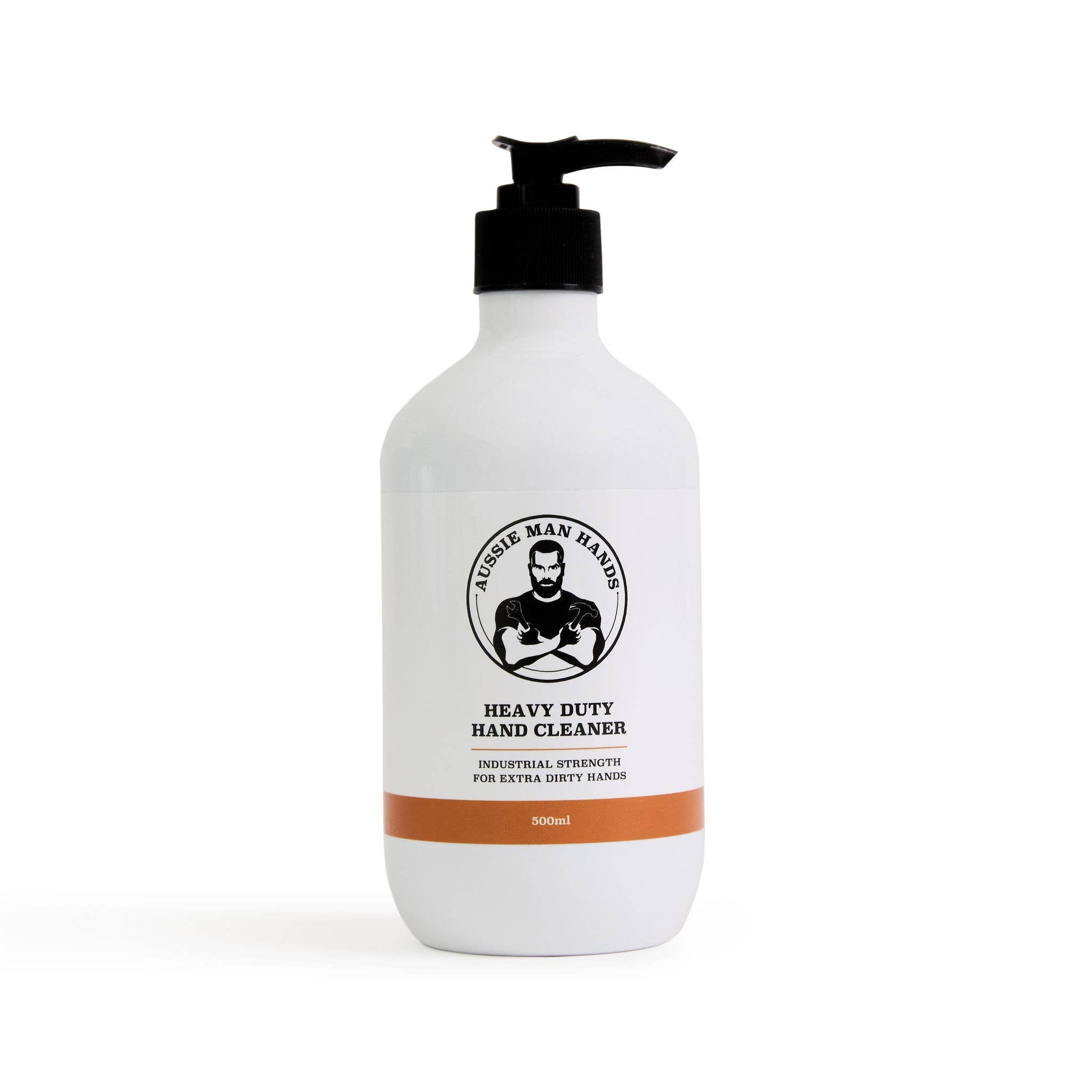 Aussie Man Hands Heavy Duty Hand Cleaner in a 500ml bottle, Bath & Body product for tough, dirt-removing hand cleaning.