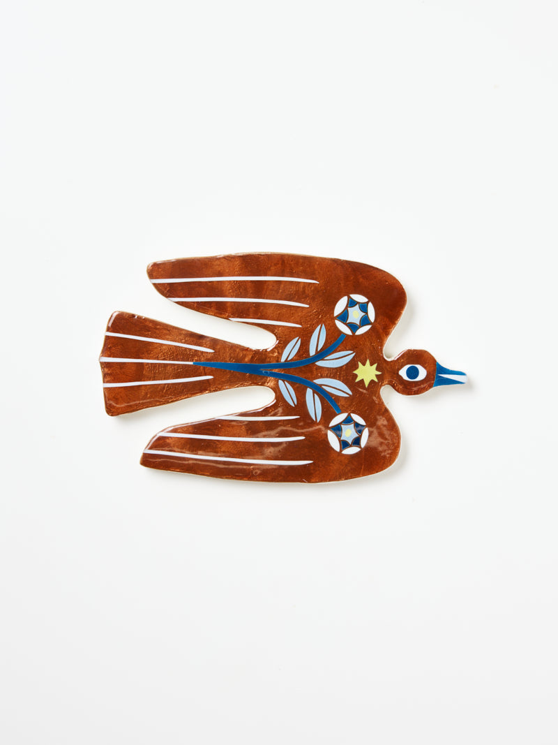 Jones & Co Paloma Brown Bird hand-painted capiz wall art