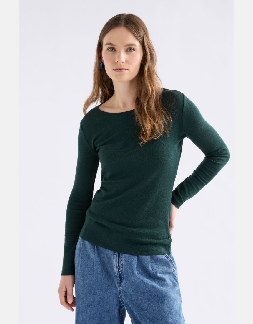 Elk - Merino Long Sleeve Top Dark Pine, Clothing, Elk - Say It Sister
