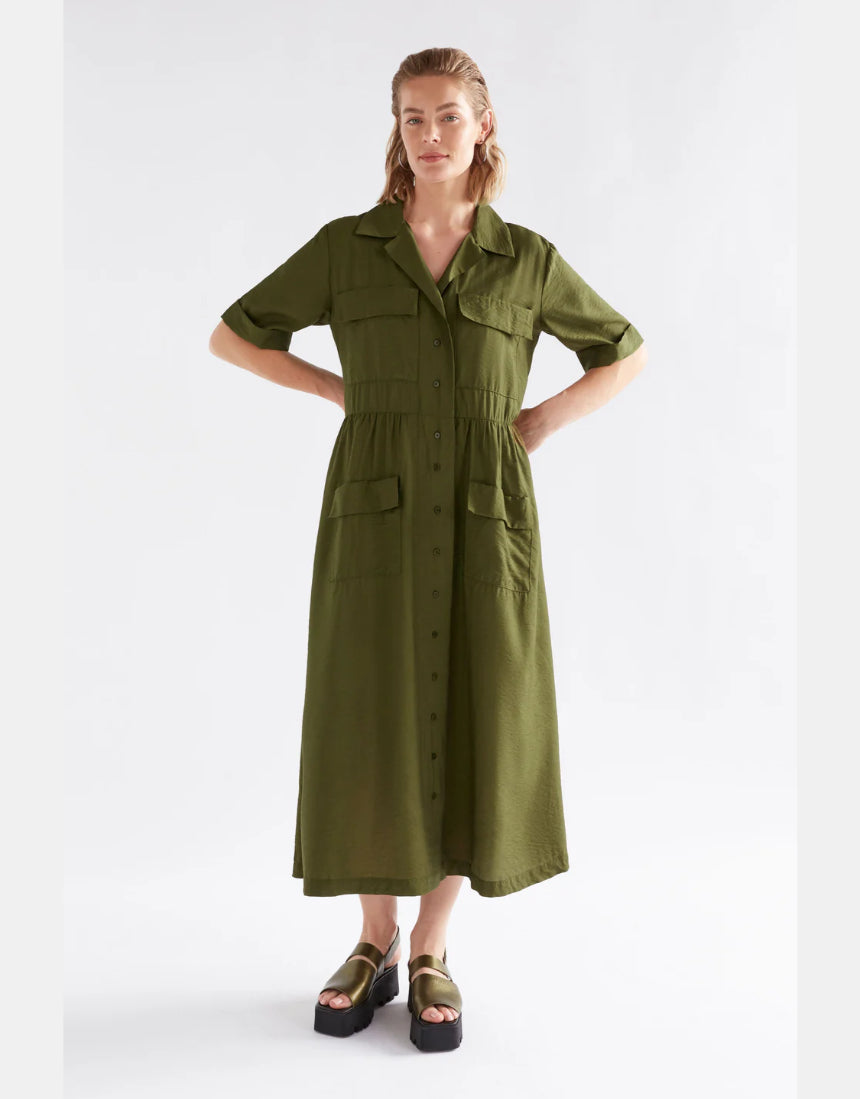 Elk - Eine Shirt Dress Bright Olive, Clothing, Elk - Say It Sister