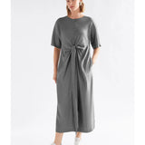 Elk Lissu dress in silver and black, featuring a stylish and modern clothing design with intricate details.