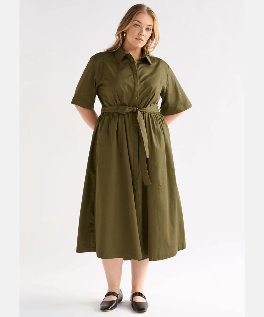 Elk - Stuud Long Shirt Dress Olive, Clothing, Elk - Say It Sister