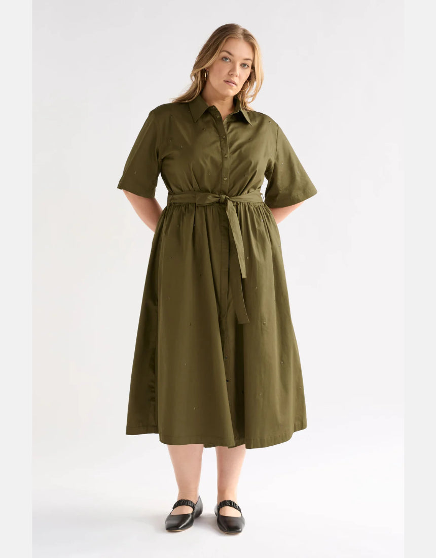 Elk - Stuud Long Shirt Dress Olive, Clothing, Elk - Say It Sister