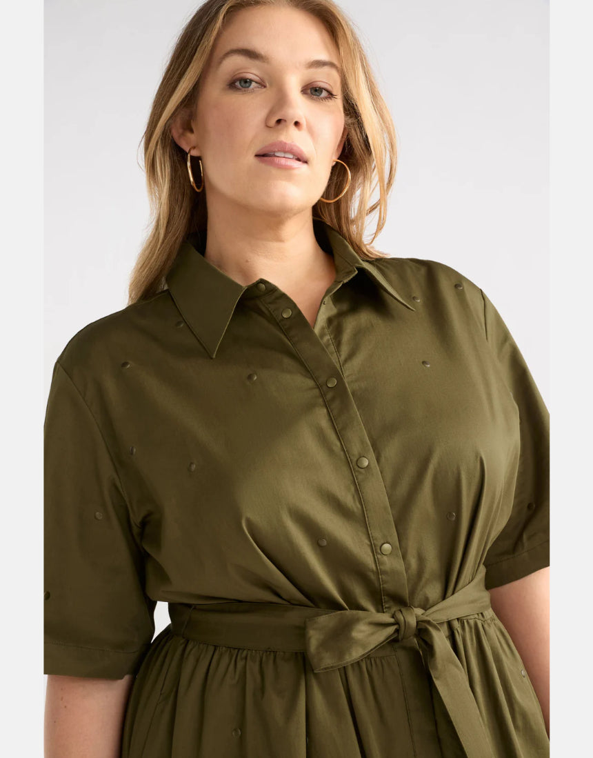 Elk - Stuud Long Shirt Dress Olive, Clothing, Elk - Say It Sister