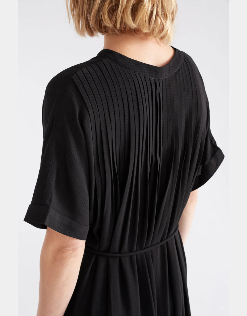 Black Elk Omia Shirt Dress, lightweight casual clothing with a relaxed fit, displayed flat on a white background.