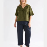 Elk Eine Bright Olive shirt in olive green color, casual clothing with a comfortable fit, displayed flat on a white background.