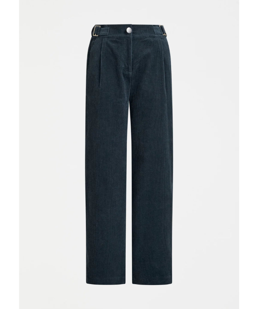 Elk Noemi Cord Pant in Carbon color, a stylish women's clothing item made from durable cord fabric, displayed on a model.
