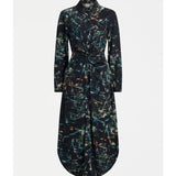 Elk Kallio dress in Norda print, featuring a stylish and comfortable clothing design with vibrant patterns and classic fit.