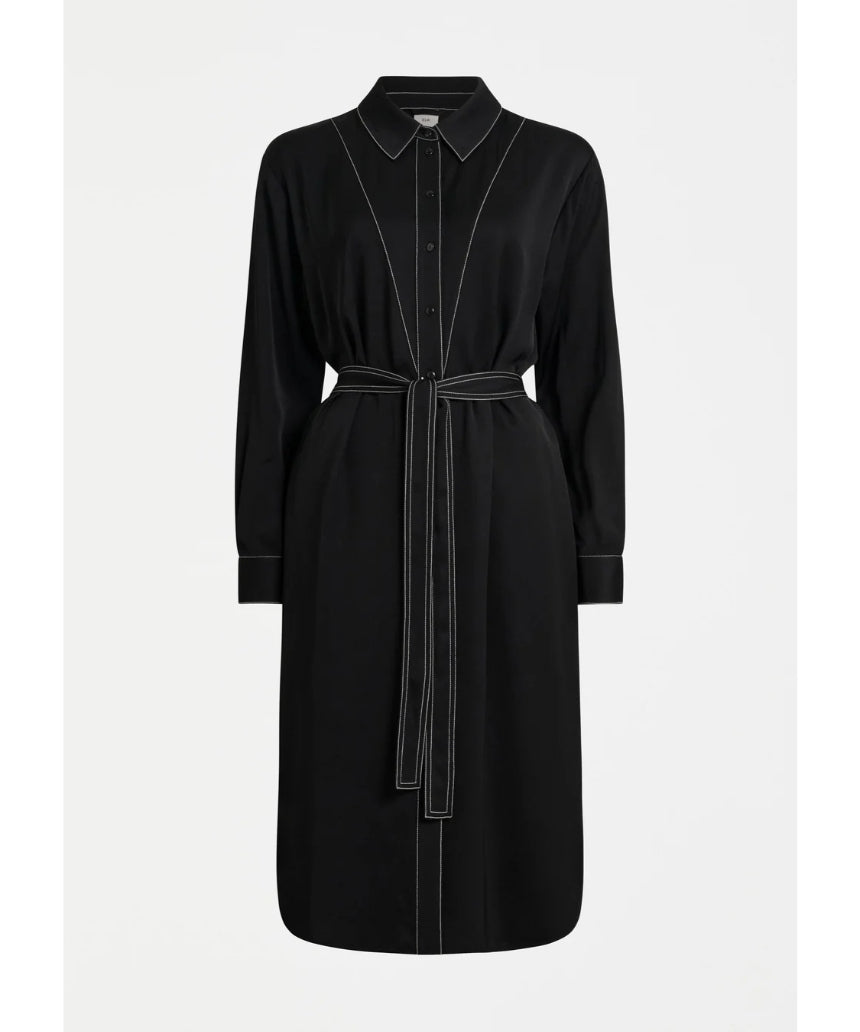 Elk Famke Dress in black, stylish women's clothing with a fitted design and elegant neckline, perfect for casual or formal wear.