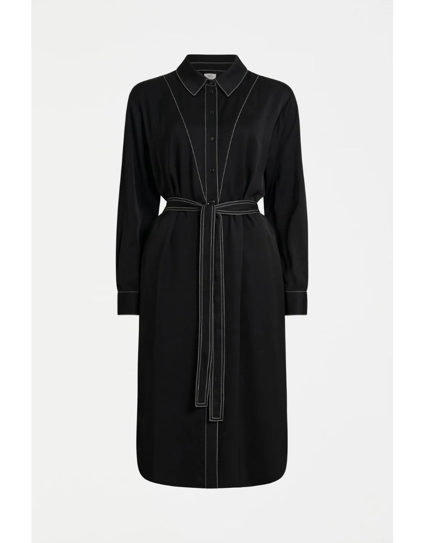 Elk Famke Dress in black, stylish women's clothing with a fitted design and elegant neckline, perfect for casual or formal wear.