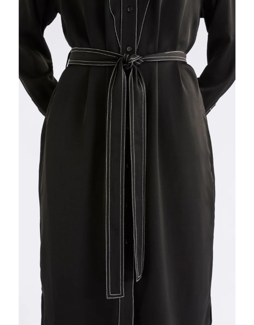 Black Elk Famke Dress, stylish women's clothing with a flattering fit, shown on a model.