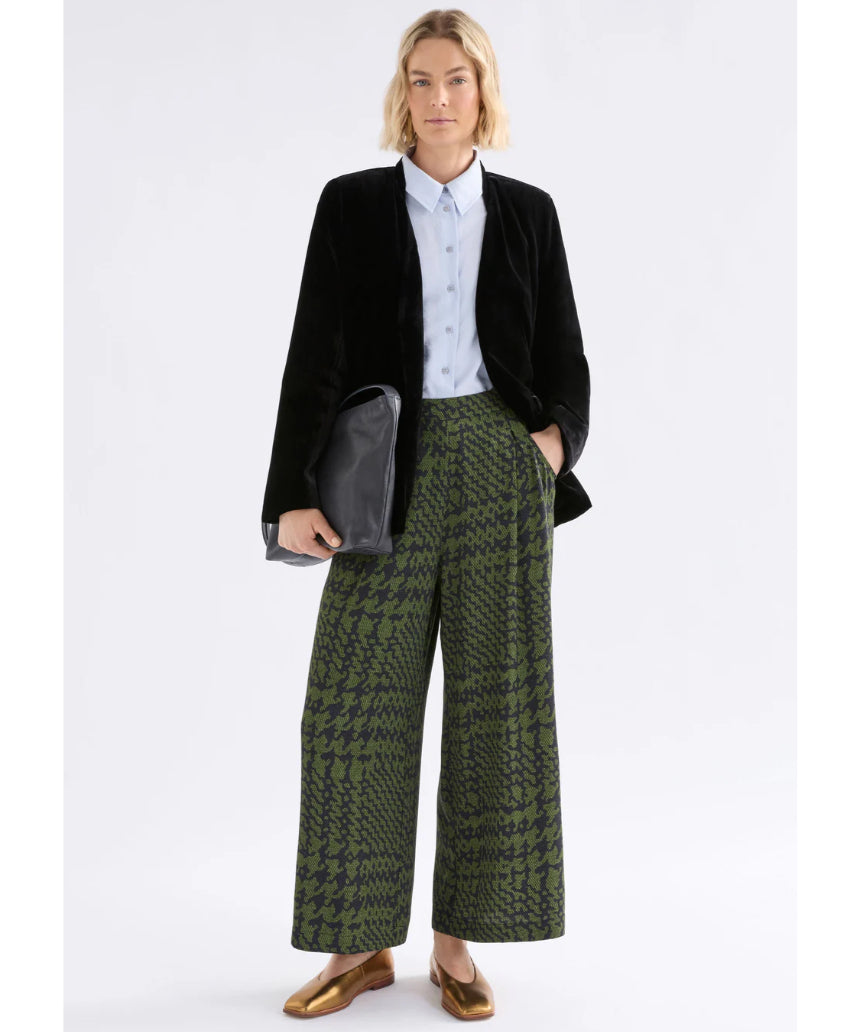 Elk Mitte Pant in Portus print, featuring stylish, comfortable clothing with a bold, colorful pattern on lightweight fabric.