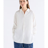 White Elk Sol Shirt by ELK The Label, front view showing classic long-sleeve top with a relaxed fit.