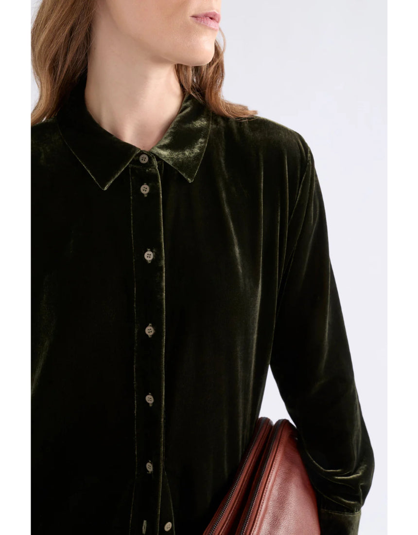 Elk - Suuri Velvet Dress Deep Olive, Clothing, Elk - Say It Sister