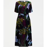 ELK The Label Reihen Dress in Stribe Burnout with a relaxed fit and floral pattern, shown on a model.