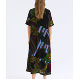 ELK The Label Reihen Dress in Stribe Burnout fabric, featuring a stylish, relaxed fit with intricate pattern and soft fabric.