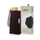 Anatole Edwige chocolate micro-umbrella open, compact design with a smooth chocolate-colored canopy and slender handle.