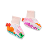 Halcyon Nights Hey Blomma! Veg baby booties in soft fabric, colorful floral design, perfect for infants' cozy footwear.