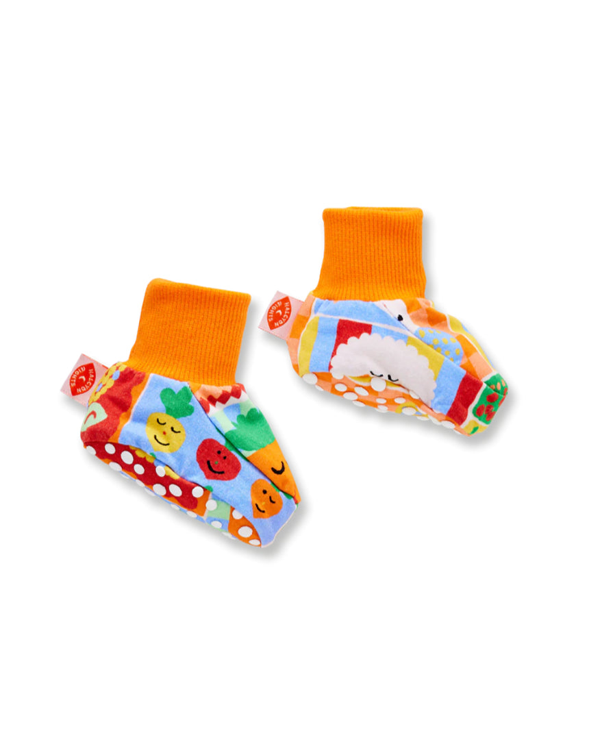 Soft halcyon nights pocket patch baby booties from Halcyon Nights, featuring cute patch designs and cozy knit fabric for infants.