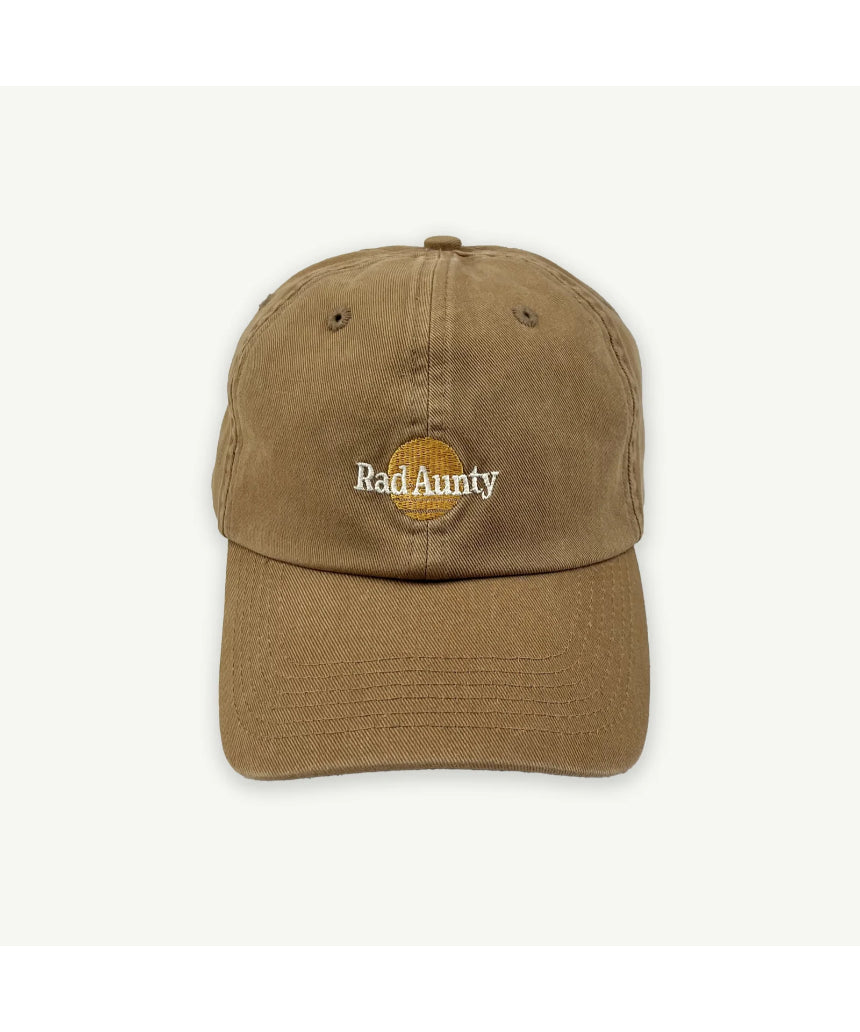 Banabae Rad Aunty Washed Baseball Cap in desert sand color, features a casual washed finish and curved brim.