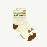 Banabae Rad Nan Organic Cotton Crew Sock in natural color, close-up of single soft, breathable sock with ribbed cuff details.