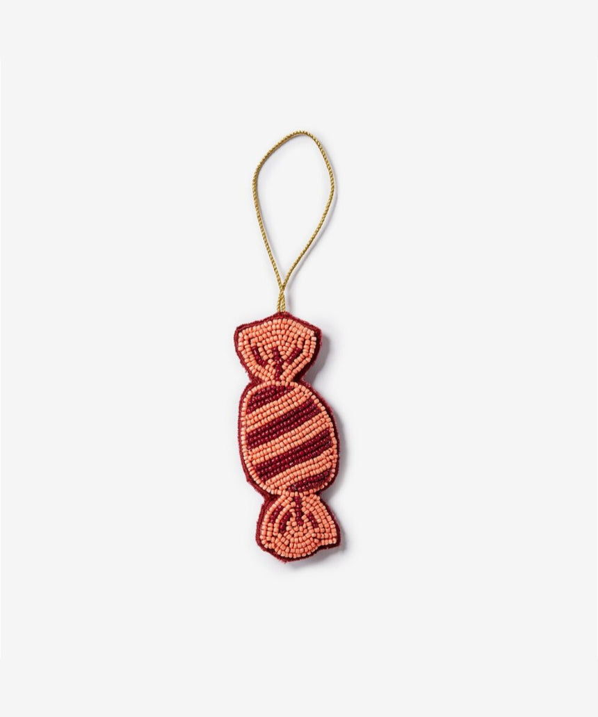 Beaded Bon Bon Rust Christmas Decoration by Bonnie and Neil featuring colorful beads on a festive ornament.