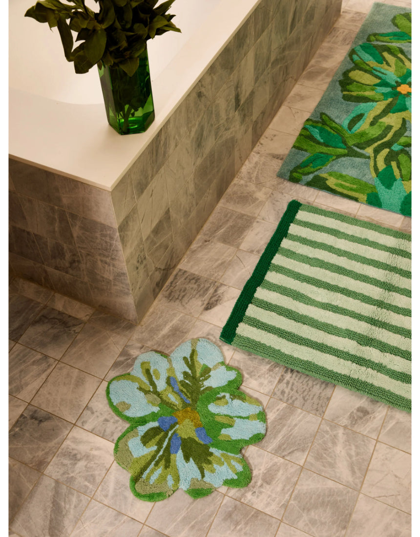 Bonnie and Neil - Dutch Floral Green Bath Mat, Bath Mats & Rugs, Bonnie and Neil - Say It Sister