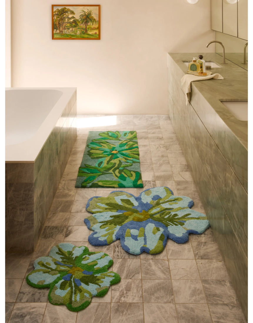 Bonnie and Neil - Dutch Floral Green Bath Mat, Bath Mats & Rugs, Bonnie and Neil - Say It Sister