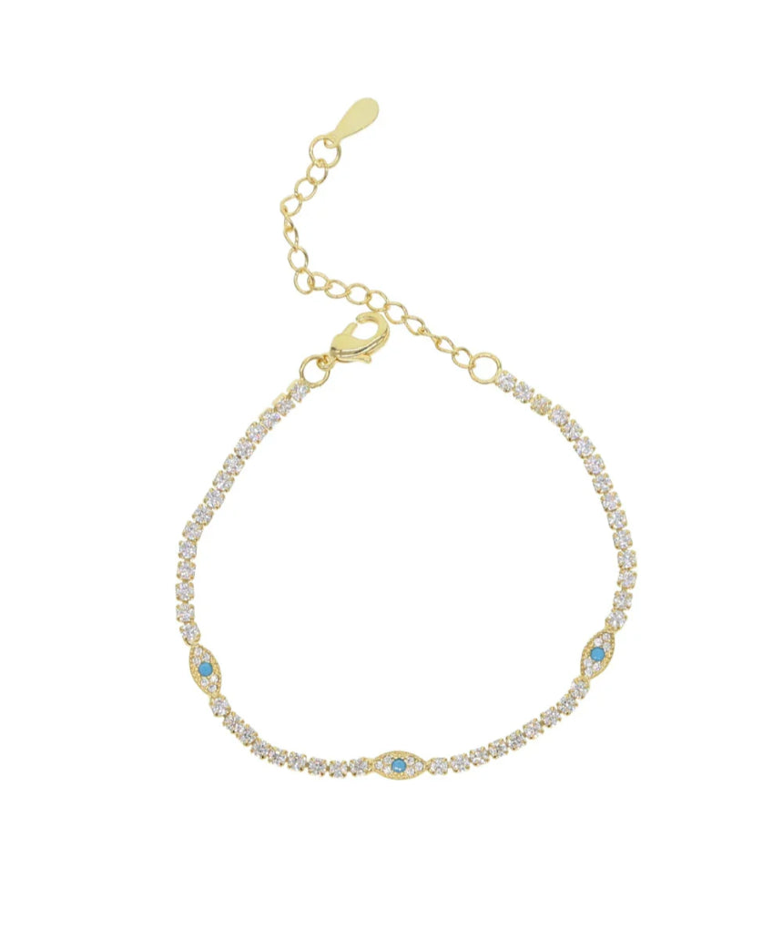 Evil Eye Protection Tennis Bracelet, , Salty Safari - Say It Sister