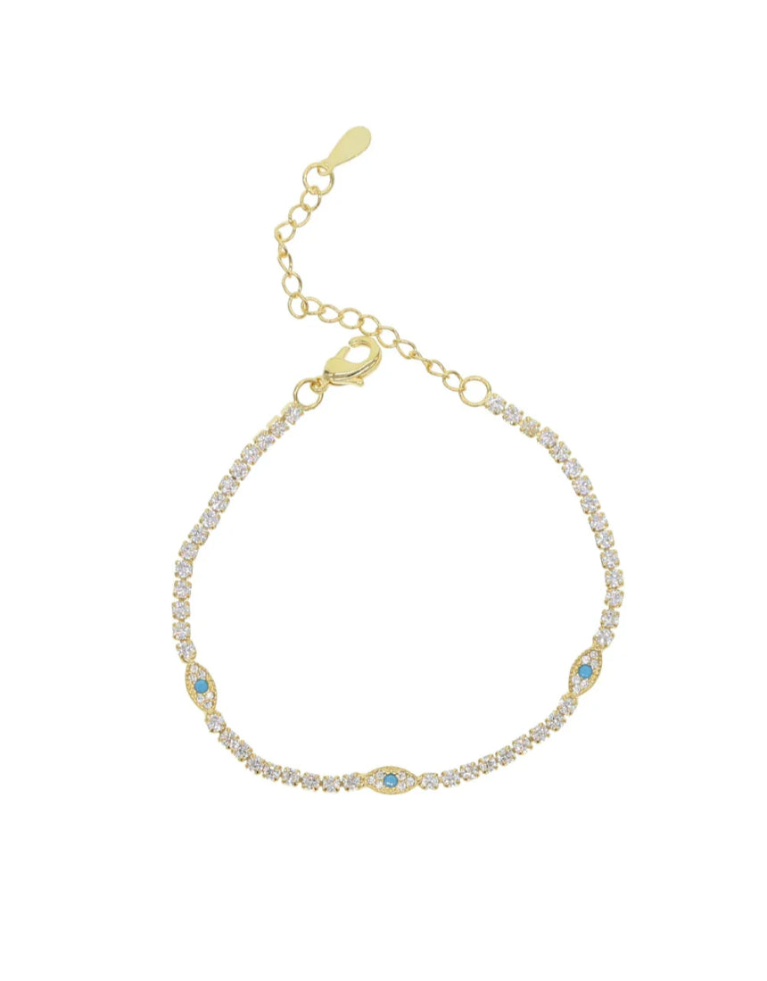 Evil Eye Protection Tennis Bracelet, , Salty Safari - Say It Sister