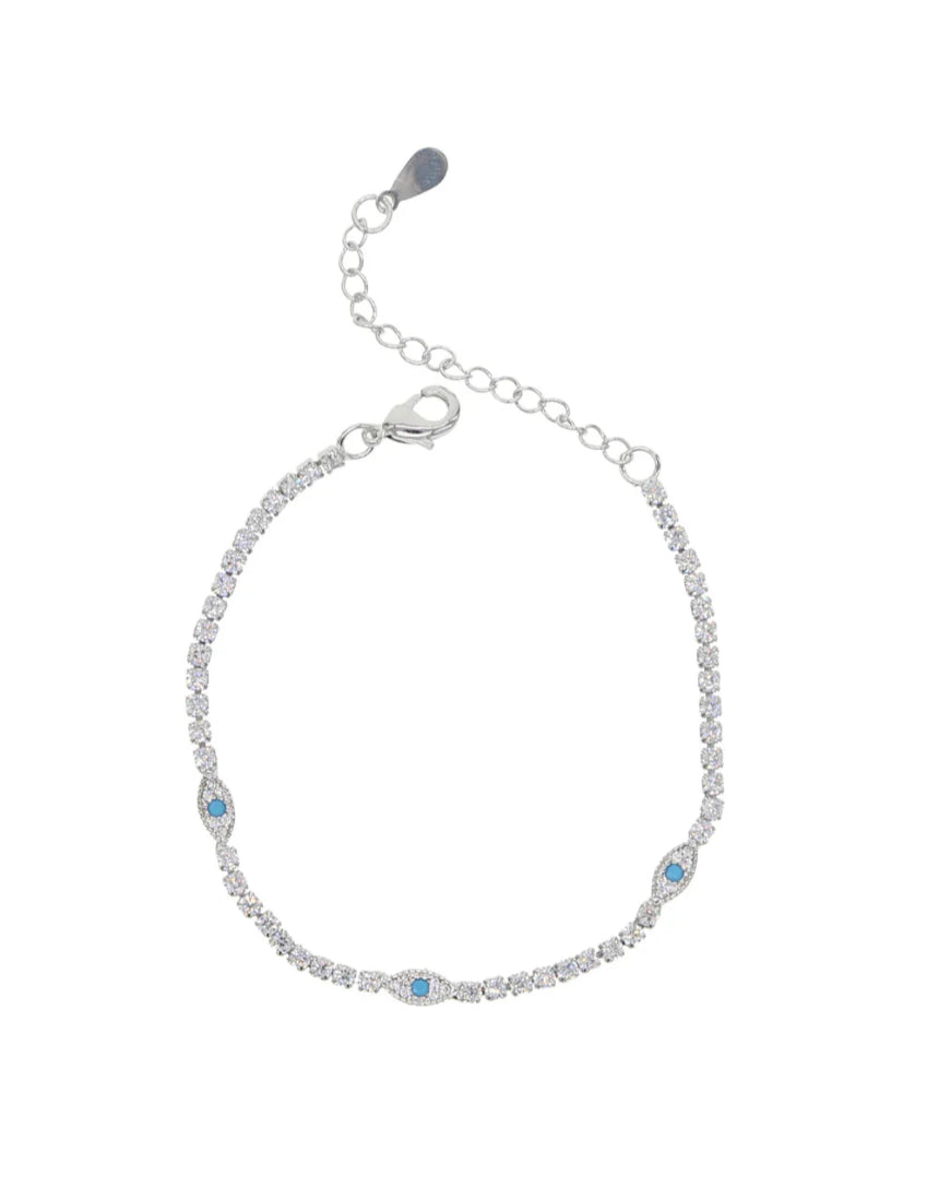 Evil Eye Protection Tennis Bracelet, , Salty Safari - Say It Sister