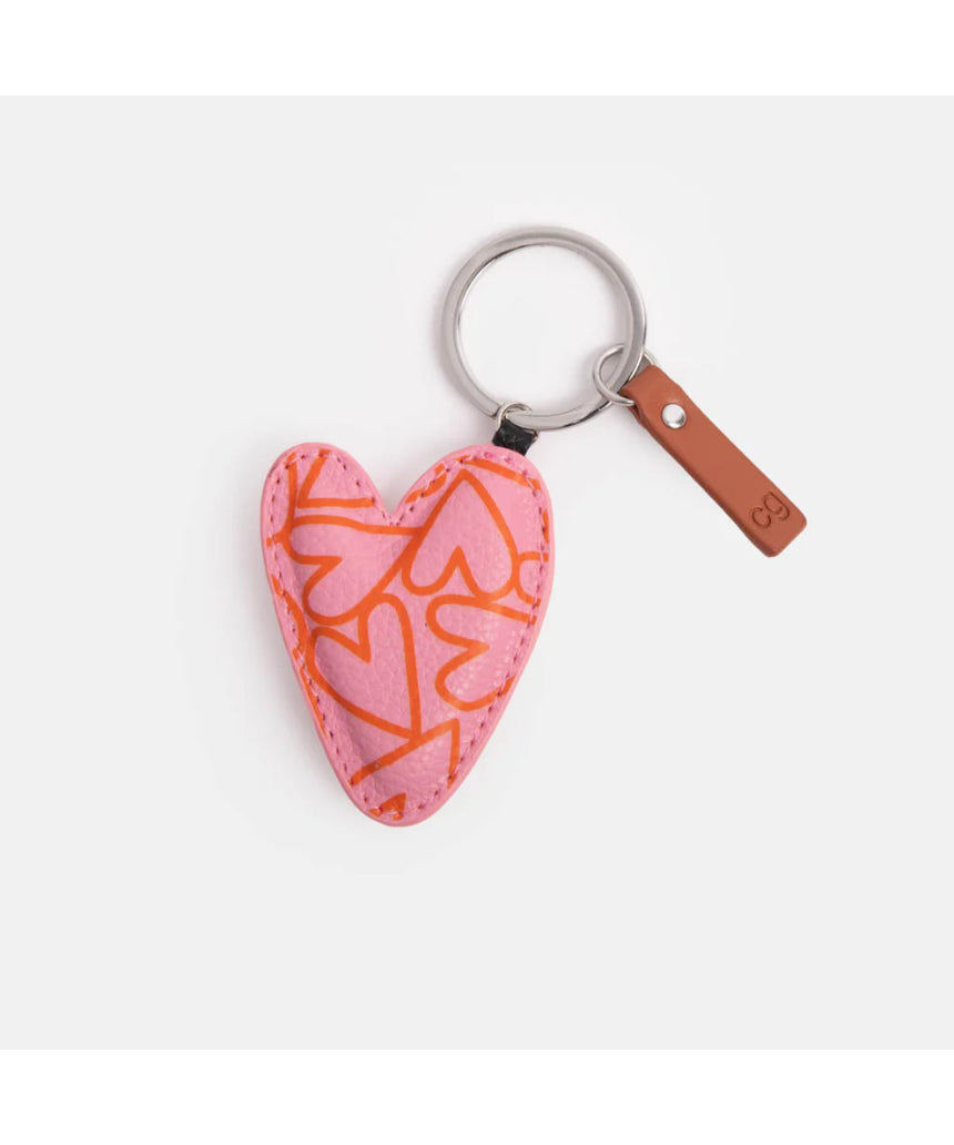 Heart Pink Pattern Key Ring, , Scarpa Imports - Say It Sister