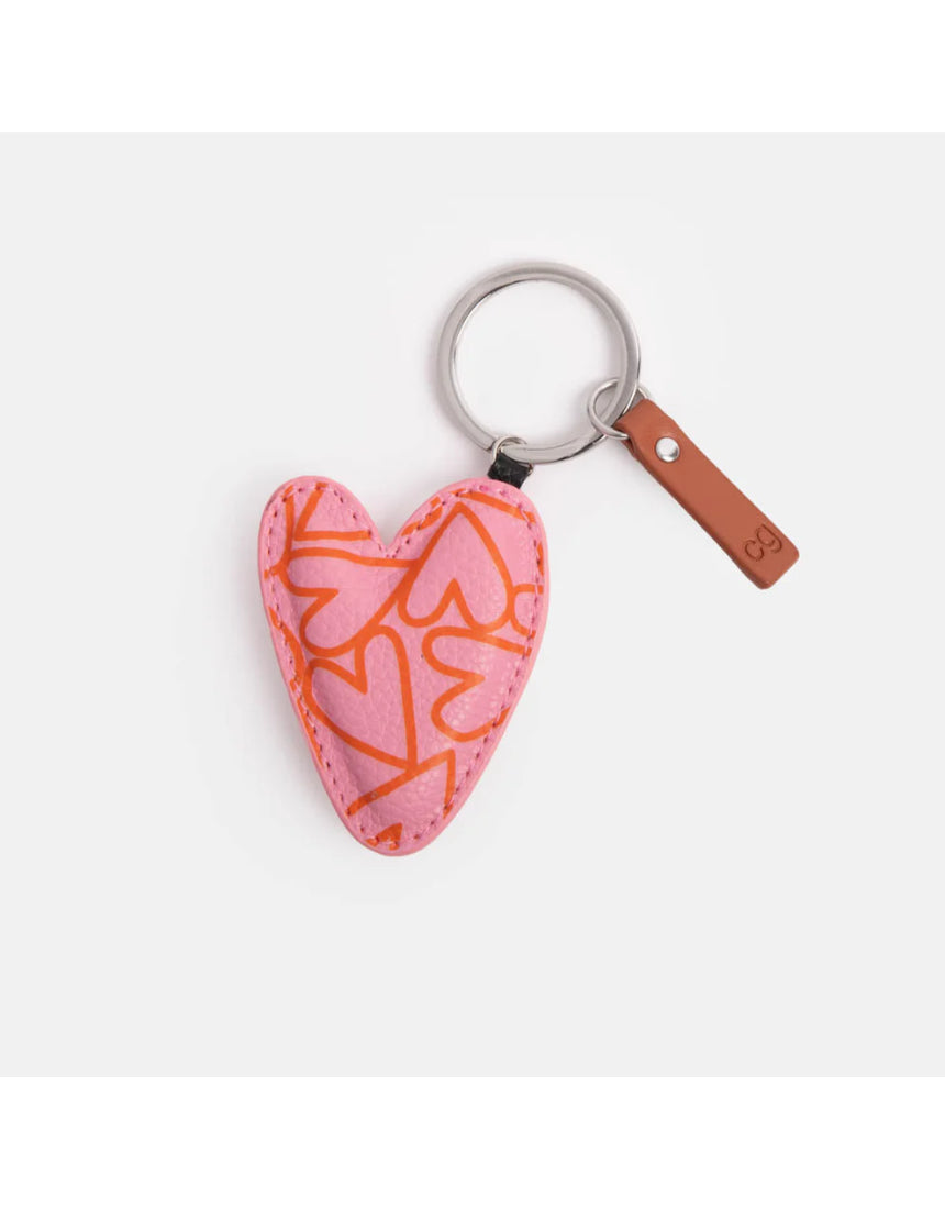 Heart Pink Pattern Key Ring, , Scarpa Imports - Say It Sister