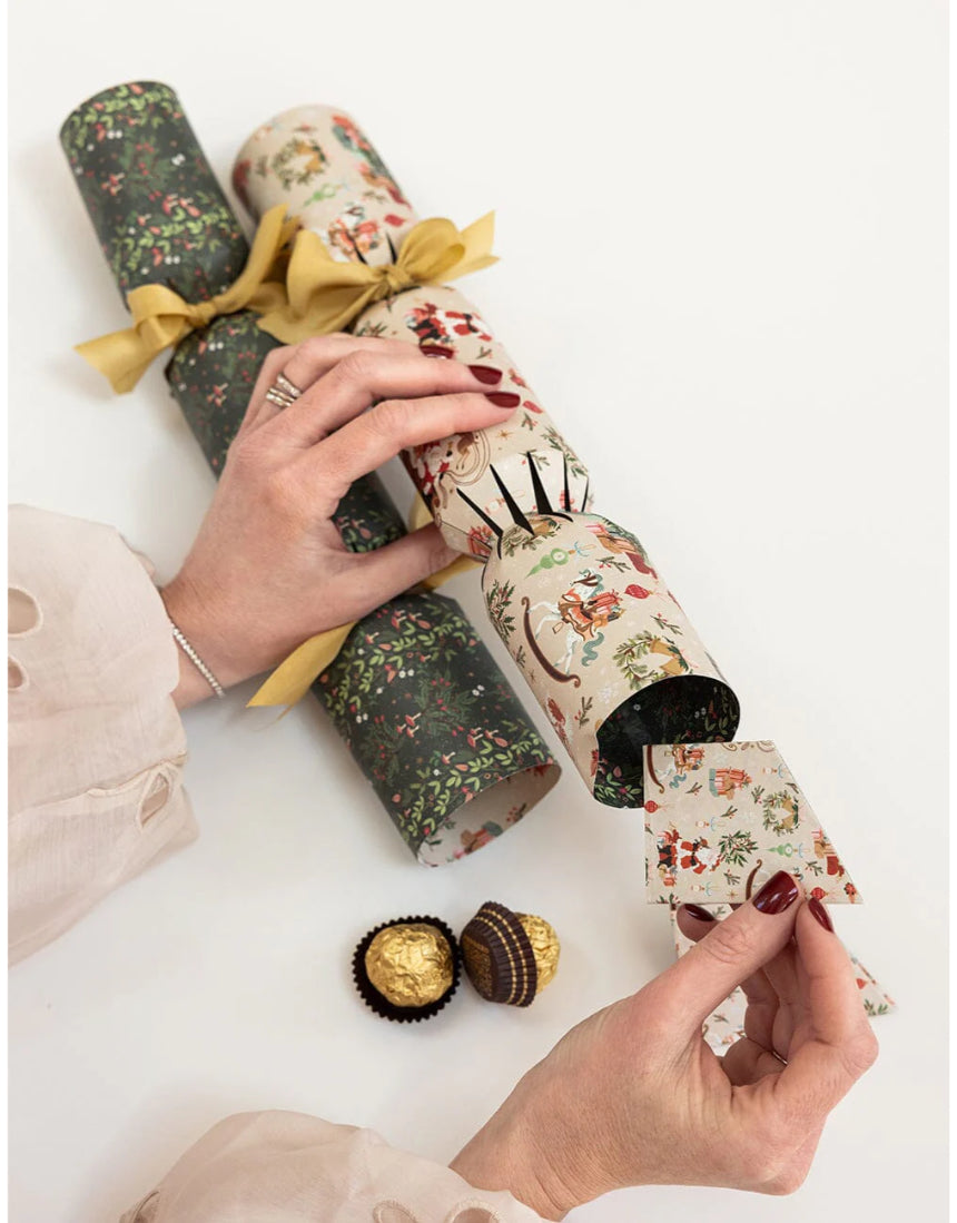 Bespoke Letterpress Christmas Cracker Kit featuring Jolly Santa design, perfect for holiday decorations and festive celebrations.