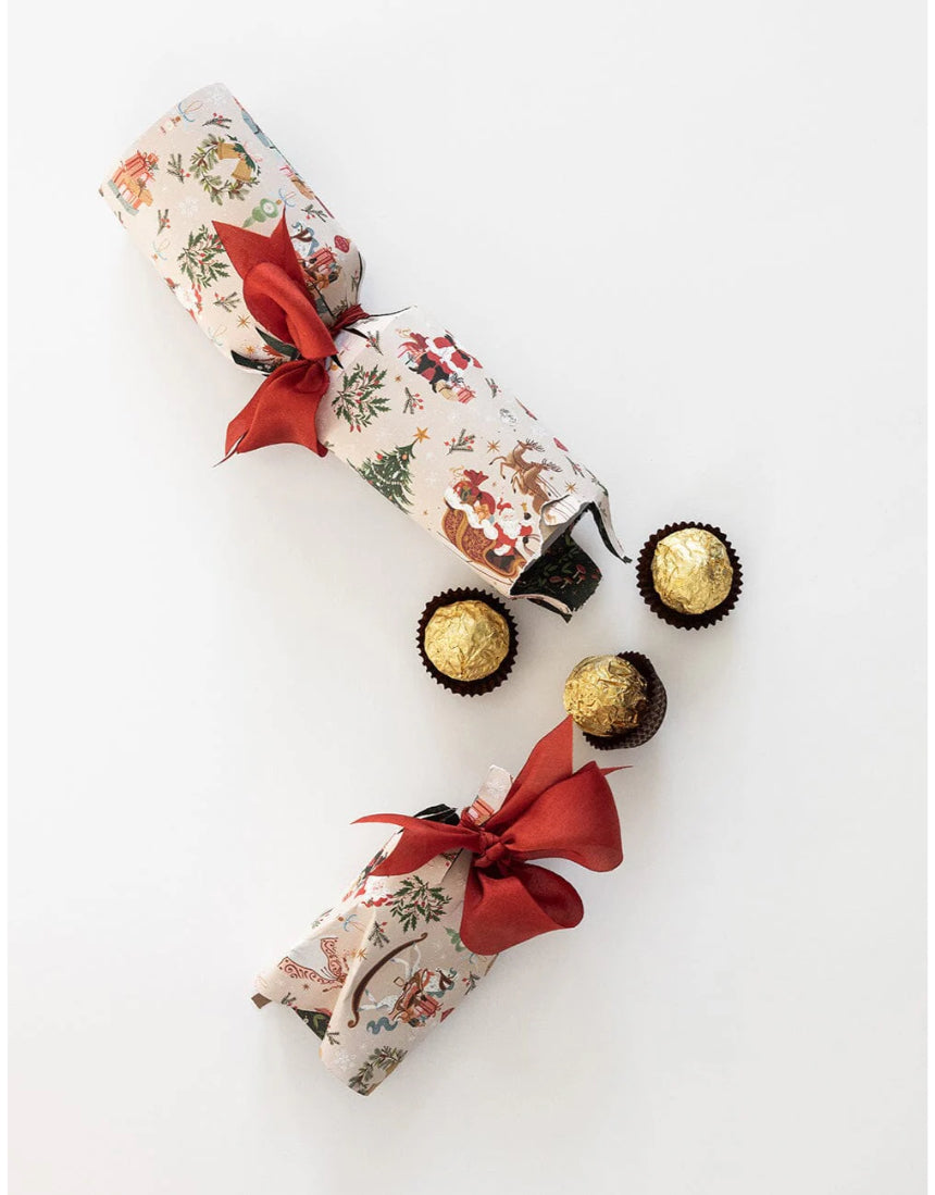 Bespoke Letterpress Jolly Santa Christmas Cracker kit with festive holiday decorations, 10-pack for Christmas celebrations.