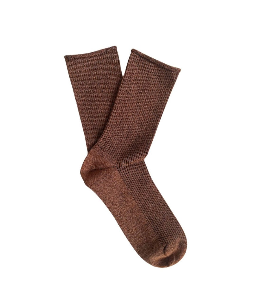Klue - Glitter Lurex Socks - Camel Brown, socks, Klue - Say It Sister