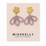 Gold floral top earrings by Miss Kelly featuring petal-shaped design and intricate detailing for a stylish look.