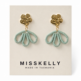 Gold floral top earrings by Miss Kelly featuring petal-shaped design and intricate detailing.