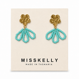 Miss Kelly Petal Gold Floral Top Earrings featuring delicate gold floral design for elegant style.