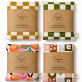 Handmade Jems Botanics Lupin heat pack with floral fabric cover, designed for soothing warmth and relaxation.