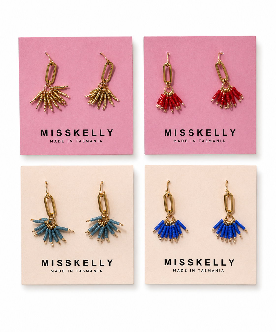 Miss Kelly Fireworks earrings featuring colorful, sparkler-inspired designs on silver hooks.