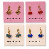 Miss Kelly Fireworks earrings featuring colorful, sparkler-inspired designs on silver hooks.