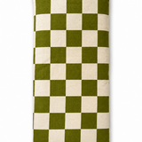 Green check lupin heat pack by Handmade Jems, soft fabric cover with a green check pattern, designed for soothing warmth and comfort.