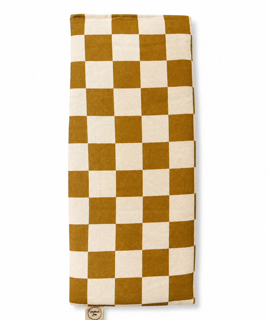 Beige check lupin heat pack by Handmade Jems, soft fabric with a cozy, handmade design for soothing warmth.