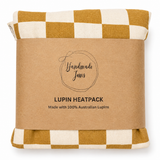 Beige check Lupin heat pack from Handmade Jems, soft fabric with a cozy, handcrafted design for soothing warmth.